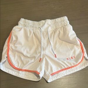 Nike Women's White and Orange Shorts